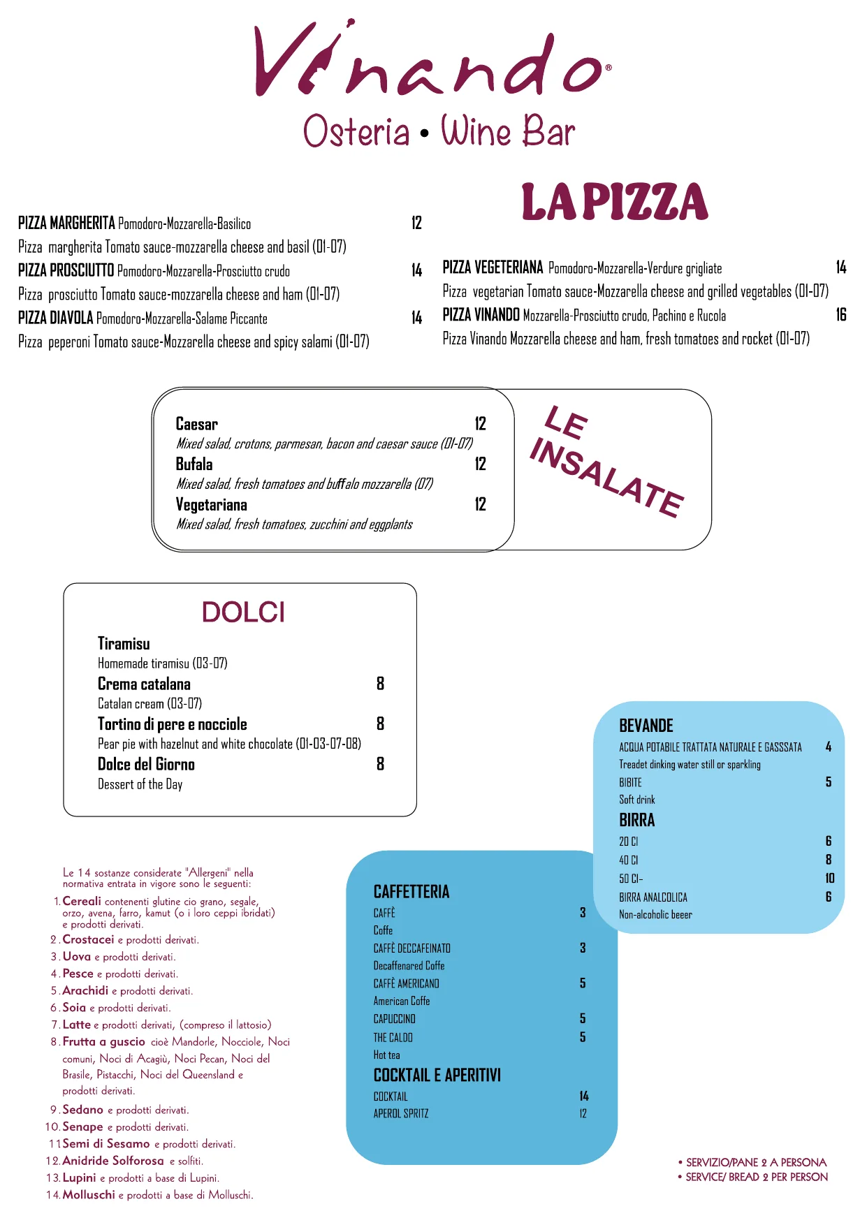Menu Vinando, pagina 2